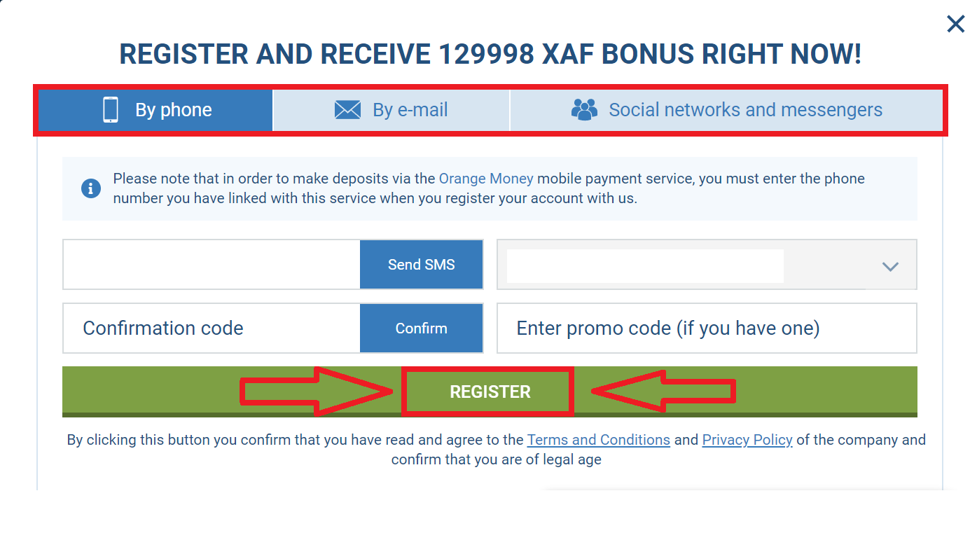 One-click 1xBet Registration 